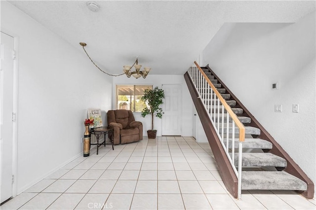 42851 Lemonwood Dr, Lancaster, CA 93536 - stairs with a chandelier and tile patterned flooring