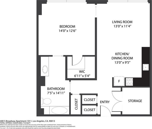 400 S Broadway Unit 1011, Los Angeles, CA 90013 - floor plan / room layout