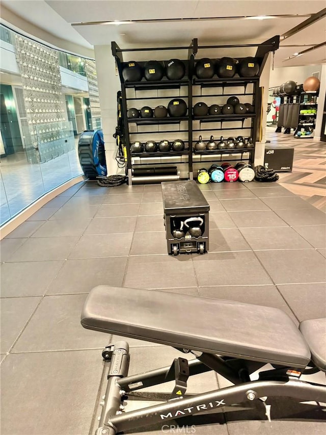 400 S Broadway Unit 1011, Los Angeles, CA 90013 - exercise room with tile patterned floors