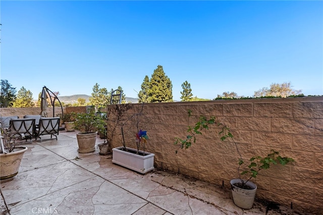 view of patio featuring a fenced backyard