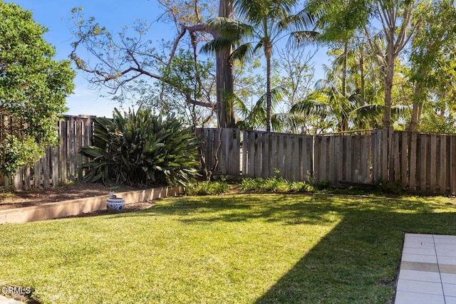 view of yard featuring a fenced backyard