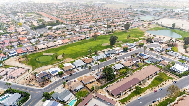 43415 Illinois Ave, Palm Desert, CA 92211 - aerial view of property and surrounding area with a local golf course, a nearby body of water, and nearby suburban area