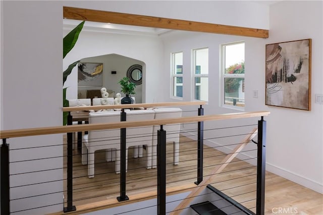 5106 O Sullivan Dr, Los Angeles, CA 90032 - stairs with wood finished floors, baseboards, and ornamental molding