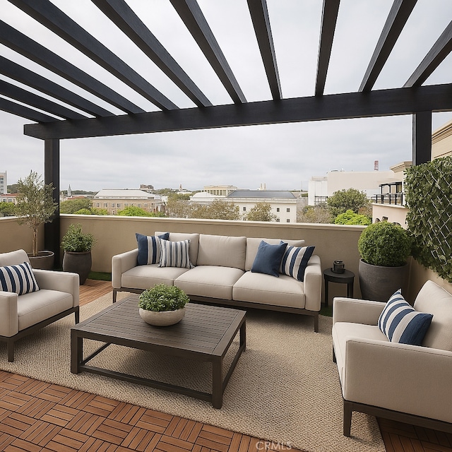 101 W Mission Blvd Unit 306, Pomona, CA 91766 - view of patio / terrace featuring an outdoor living space and a pergola