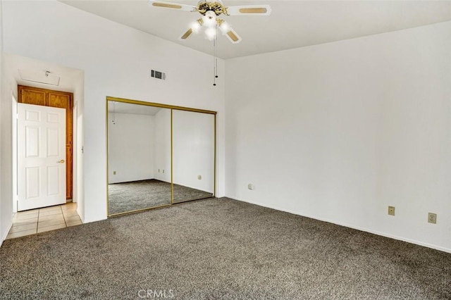 1454 Congress Way, San Jacinto, CA 92583 - unfurnished bedroom featuring carpet floors, visible vents, a closet, baseboards, and attic access