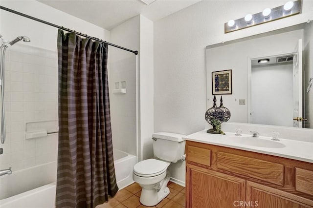 1454 Congress Way, San Jacinto, CA 92583 - full bathroom with tile patterned flooring, toilet, shower / tub combo, and vanity
