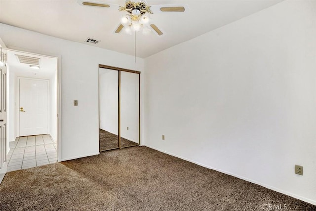 1454 Congress Way, San Jacinto, CA 92583 - unfurnished bedroom with baseboards, visible vents, carpet, and a closet