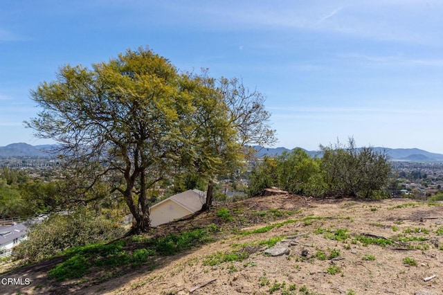 view of yard featuring a mountain view