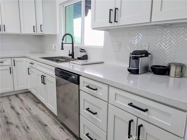 67685 Verona Rd, Cathedral City, CA 92234 - kitchen with a sink, white cabinets, light wood-style floors, and dishwasher