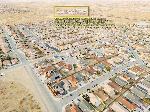 birds eye view of property with a residential view