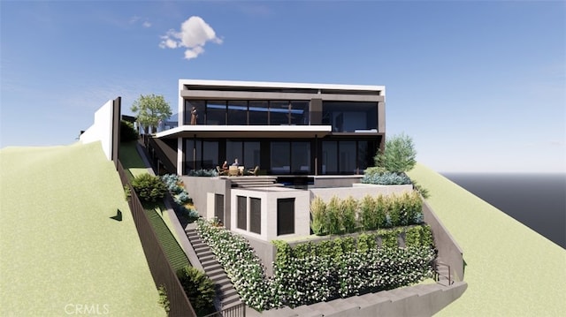 1223 Skyline Dr, Laguna Beach, CA 92651 - rear view of house featuring a balcony and stucco siding