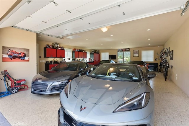 garage with recessed lighting