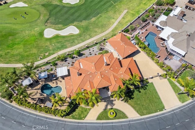 drone / aerial view featuring golf course view