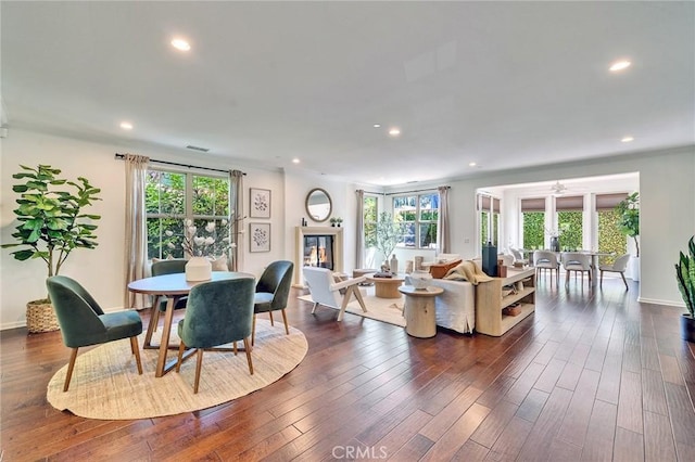 37 Fanpalm, Irvine, CA 92620 - dining area featuring plenty of natural light, recessed lighting, and dark wood-style flooring