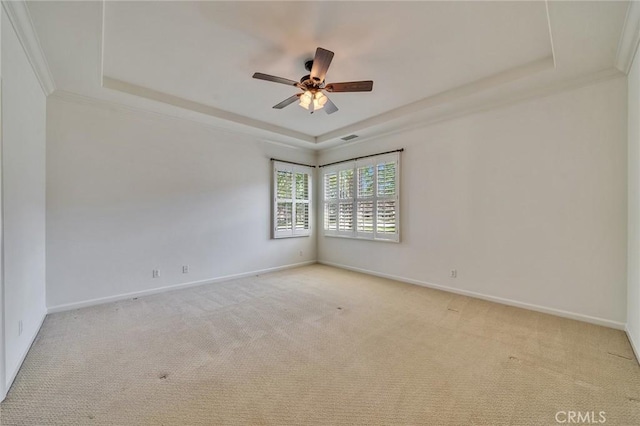 37 Fanpalm, Irvine, CA 92620 - carpeted spare room with a tray ceiling, ceiling fan, and ornamental molding