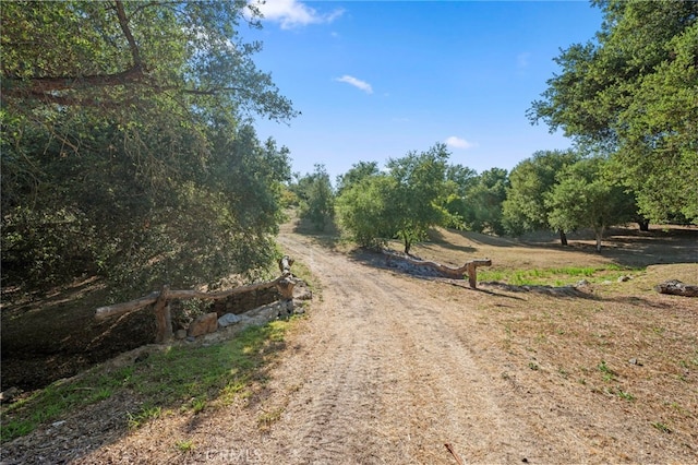 view of road with a rural view