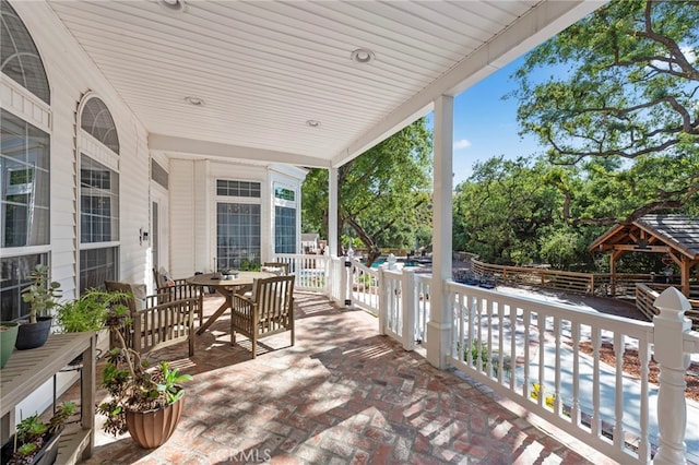 view of patio featuring a gazebo