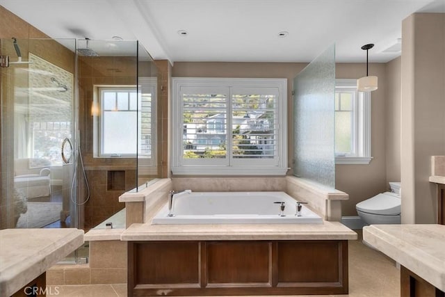 133 Upper Terrace Rd, Avalon, CA 90704 - full bathroom with a garden tub, toilet, and a shower stall