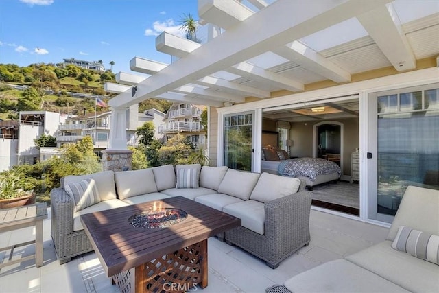 133 Upper Terrace Rd, Avalon, CA 90704 - view of patio / terrace featuring an outdoor living space with a fire pit and a pergola