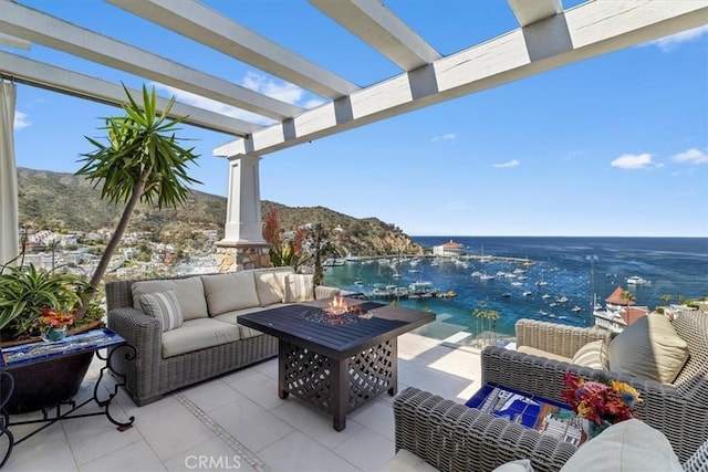 133 Upper Terrace Rd, Avalon, CA 90704 - view of patio / terrace featuring an outdoor living space with a fire pit and a pergola
