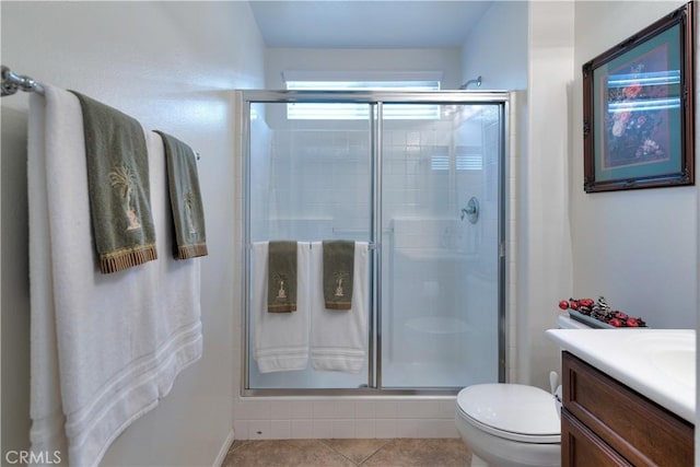 26718 Cactus Creek Way, Menifee, CA 92586 - full bath featuring a shower stall, vanity, toilet, and tile patterned flooring