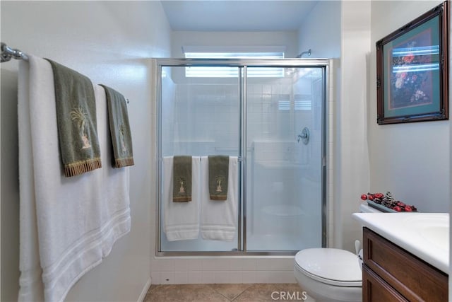 26718 Cactus Creek Way, Menifee, CA 92586 - bathroom featuring toilet, a stall shower, and vanity