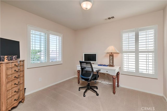 26718 Cactus Creek Way, Menifee, CA 92586 - home office with healthy amount of natural light, light colored carpet, and baseboards