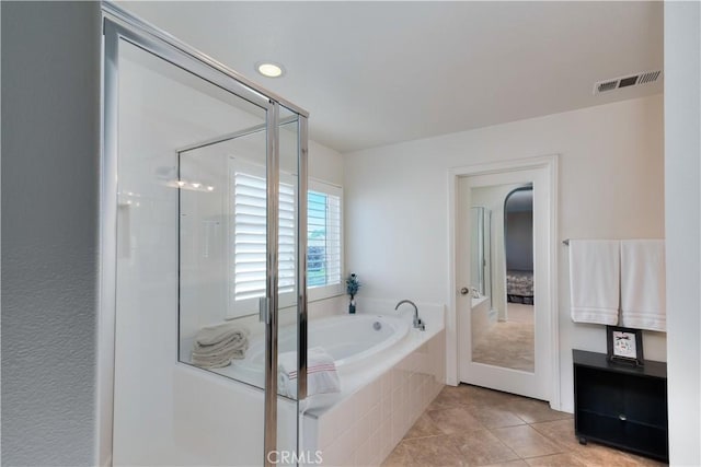 26718 Cactus Creek Way, Menifee, CA 92586 - full bath featuring a bath, a stall shower, and tile patterned flooring