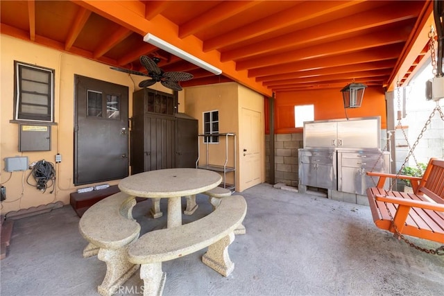 view of patio / terrace with a ceiling fan