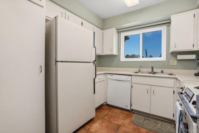 4428 Skimmer Way, Oceanside, CA 92057 - kitchen featuring white appliances, a sink, white cabinetry, and light countertops