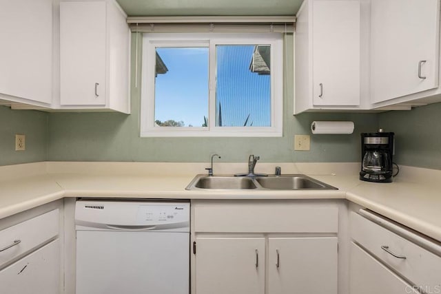 4428 Skimmer Way, Oceanside, CA 92057 - kitchen with dishwasher, a sink, white cabinets, and light countertops