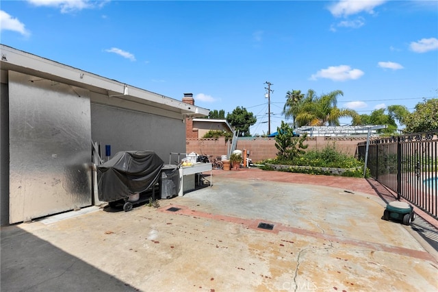 view of patio / terrace with grilling area and a fenced backyard