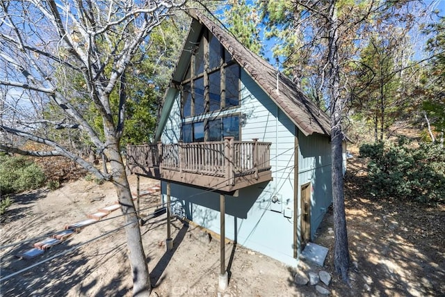 743 Rhine Rd, Lake Arrowhead, CA 92352 - view of property exterior featuring a wooden deck