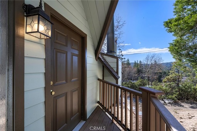 743 Rhine Rd, Lake Arrowhead, CA 92352 - property entrance featuring a balcony