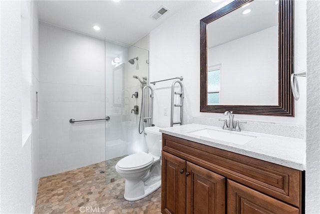 604 Avenida Acapulco, San Clemente, CA 92672 - full bathroom with walk in shower, toilet, vanity, and recessed lighting