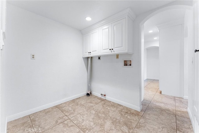 604 Avenida Acapulco, San Clemente, CA 92672 - laundry area with arched walkways, hookup for a washing machine, gas dryer hookup, electric dryer hookup, and recessed lighting