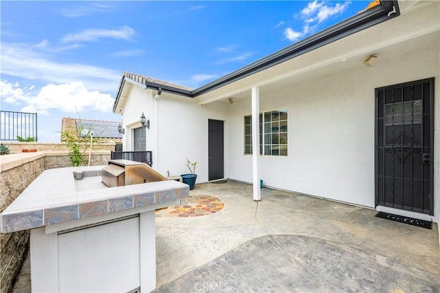 view of patio featuring an outdoor kitchen