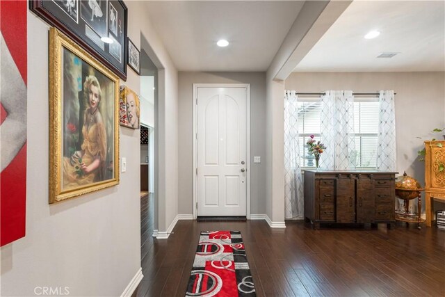 32529 Presidio Hills Ln, Winchester, CA 92596 - entryway with hardwood / wood-style flooring, baseboards, and recessed lighting