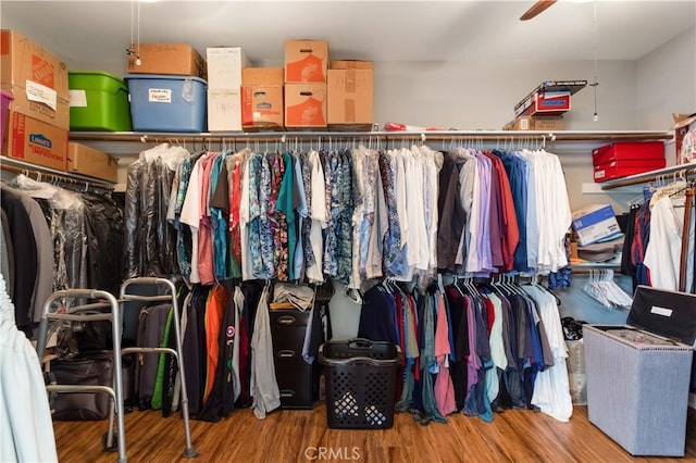 32529 Presidio Hills Ln, Winchester, CA 92596 - spacious closet featuring wood finished floors and a ceiling fan