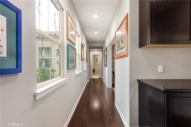 32529 Presidio Hills Ln, Winchester, CA 92596 - hall featuring dark wood finished floors, healthy amount of natural light, baseboards, and recessed lighting