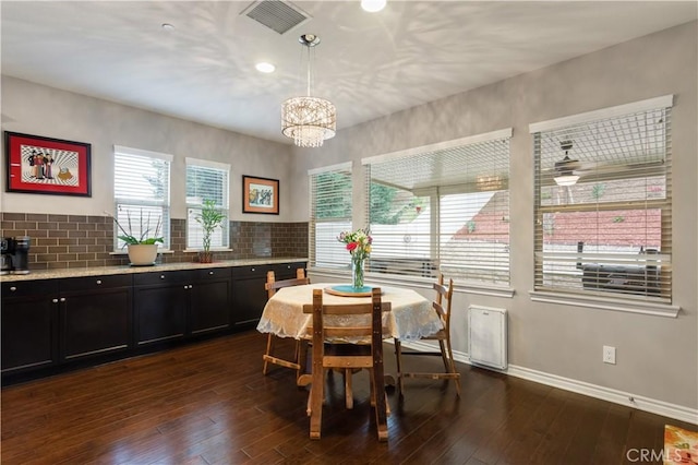 32529 Presidio Hills Ln, Winchester, CA 92596 - dining space with a chandelier, dark wood-style flooring, baseboards, and recessed lighting