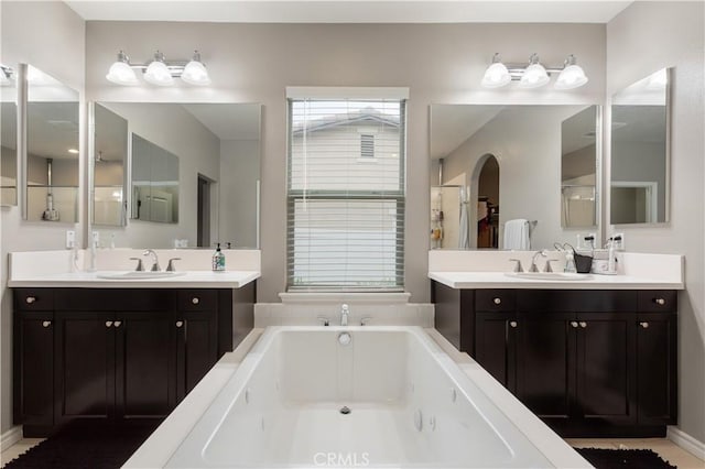 32529 Presidio Hills Ln, Winchester, CA 92596 - full bathroom featuring a garden tub and two vanities