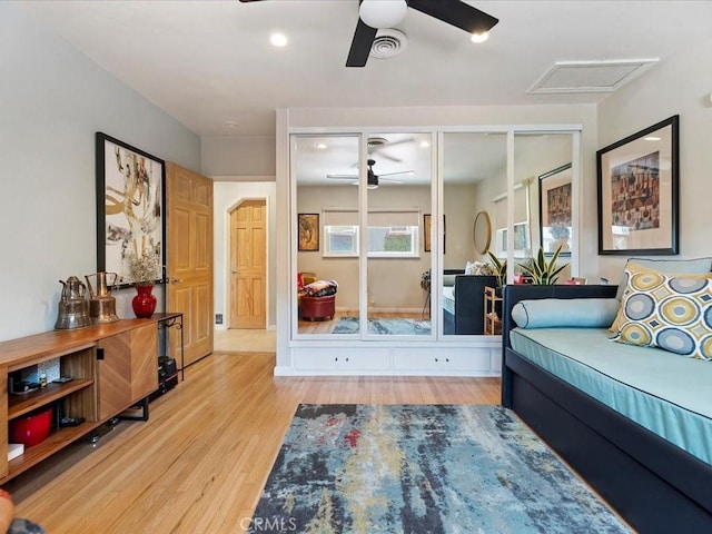 2080 Saint Louis Ave, Signal Hill, CA 90755 - living area with visible vents, a ceiling fan, and wood finished floors