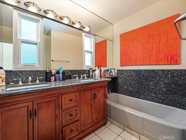 2080 Saint Louis Ave, Signal Hill, CA 90755 - full bath with a sink, double vanity, tile patterned flooring, and a garden tub