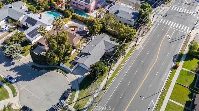 18715 Plummer St, Northridge, CA 91324 - aerial perspective of suburban area with a pool area