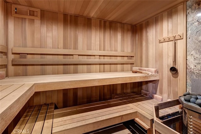 24925 Vista Verenda, Woodland Hills, CA 91367 - relaxing sauna / steam room featuring wooden ceiling and wood walls