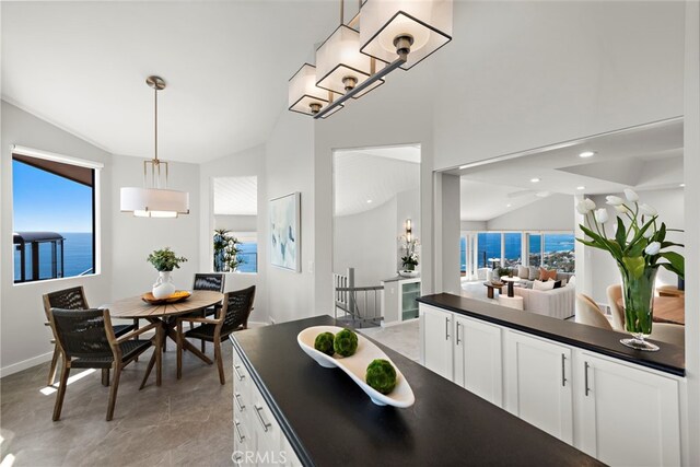 15 Vista De Catalina N, Laguna Beach, CA 92651 - dining room featuring lofted ceiling, baseboards, and recessed lighting