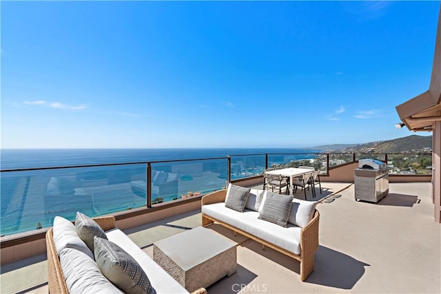 15 Vista De Catalina N, Laguna Beach, CA 92651 - view of patio with an outdoor hangout area, a water view, and outdoor dining area
