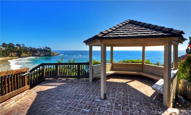 15 Vista De Catalina N, Laguna Beach, CA 92651 - view of patio with a gazebo and a water view