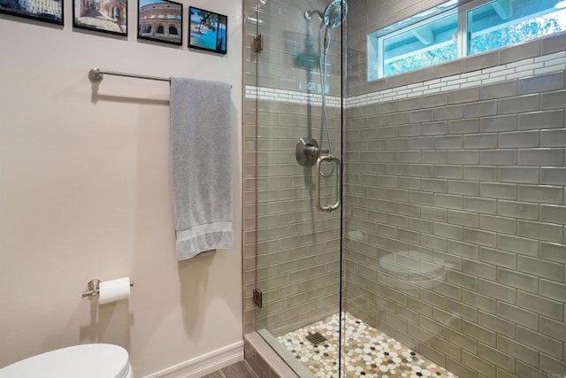 27509 Mountain Meadow Rd, Escondido, CA 92026 - full bath with a shower stall, toilet, and baseboards